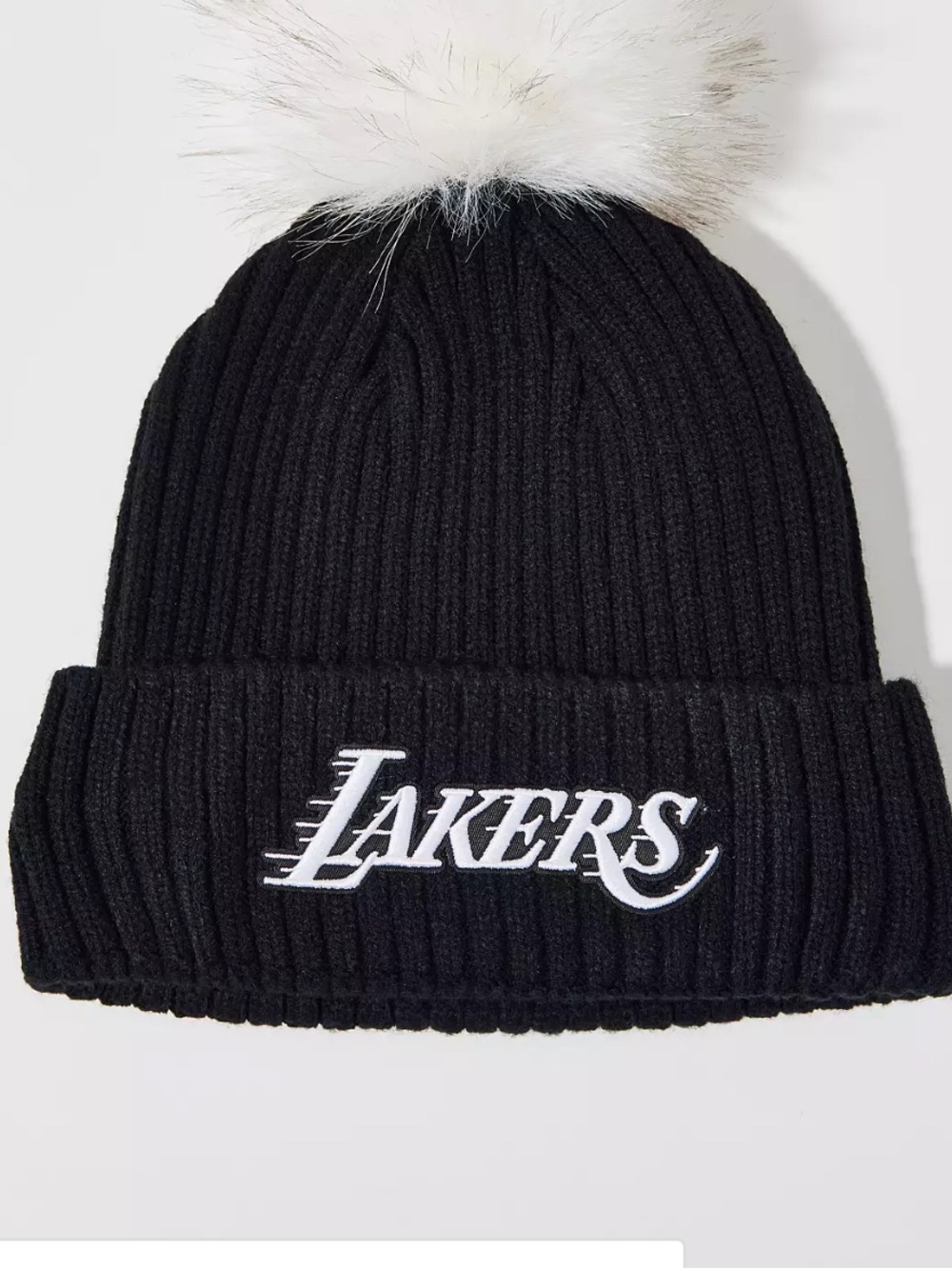 Los Angeles Lakers Pearl Beanie Black Pom Rhinestone LA Logo Embroidered - Picture 2 of 6